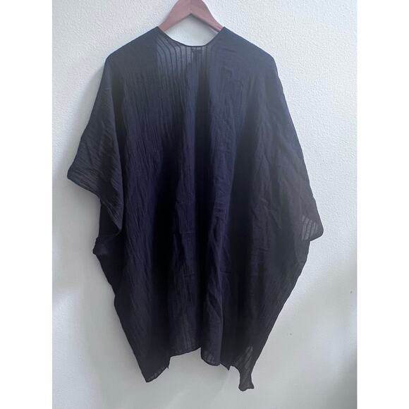 AERIE Women's Black 100% Cotton Kimono Style Open Cardigan One Size - Picture 2 of 5